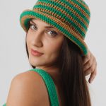 Green & Beige Striped Summer Hat
