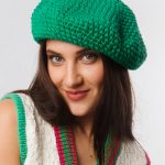 Crochet Cotton Beret, Green