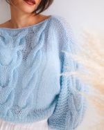 Mohair Short Cable Knit Sweater - Image 4