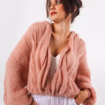 Mohair Short Cable Knit Cardigan