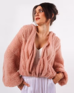 Mohair Short Cable Knit Cardigan