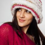 Crochet Bucket Hat, Eco wool & fur, White Fucsia Beige