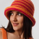 Orange & Fucsia Striped Summer Hat