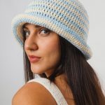 White & Blue Striped Summer Hat