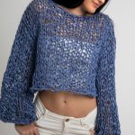 Chunky knit long sleeve sweater, Blue
