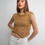 Chunky knit sleeveless top, BEIGE