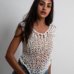 Chunky knit sleeveless top, White