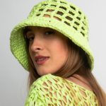 Big mesh Chunky knit Bucket hat, Green
