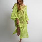 Big mesh long sleeve dress, LIME