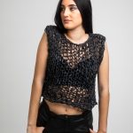 Big mesh sleeveless top, BLACK