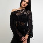 Asymmetrical chunky knit long sleeve sweater