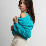 Cotton V-neck Cardigan Blue
