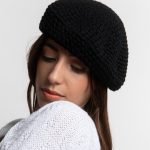 Crochet Cotton Beret, Black