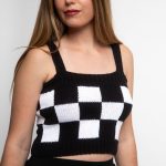 Checkerboard crop top, Black & White