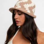 Pure Cotton Summer Hat "Waves", beige & white